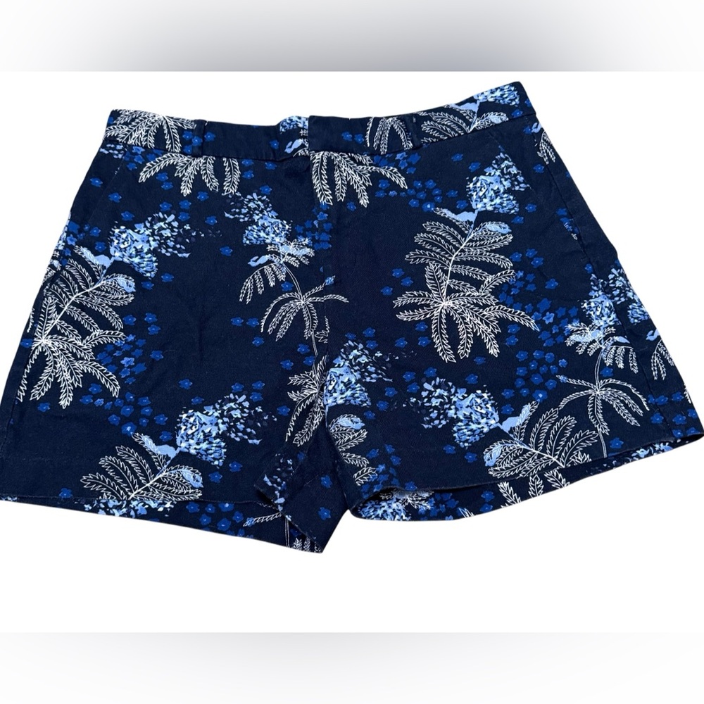 Banana Republic Blue Floral Palm Print Tailored Shorts Size 10 Summer Casual